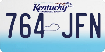 KY license plate 764JFN