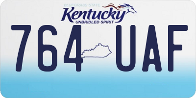 KY license plate 764UAF