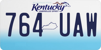 KY license plate 764UAW