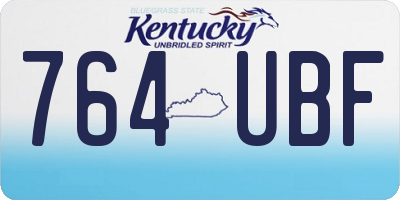 KY license plate 764UBF