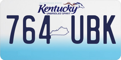 KY license plate 764UBK
