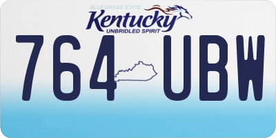 KY license plate 764UBW