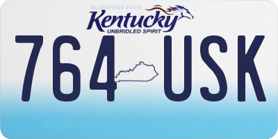 KY license plate 764USK