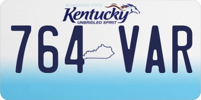 KY license plate 764VAR