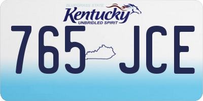 KY license plate 765JCE