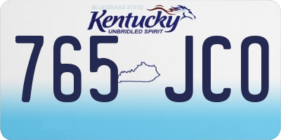 KY license plate 765JCO