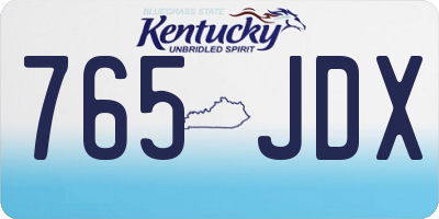 KY license plate 765JDX