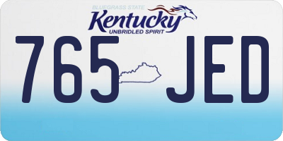 KY license plate 765JED