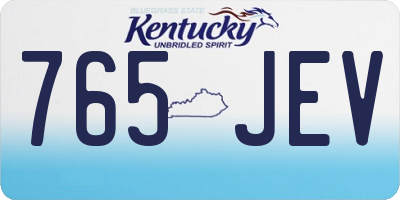 KY license plate 765JEV