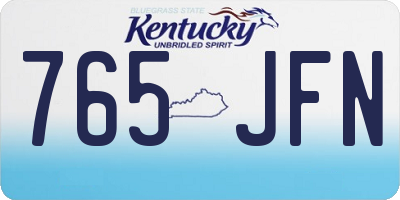 KY license plate 765JFN