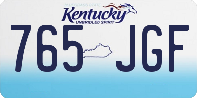 KY license plate 765JGF