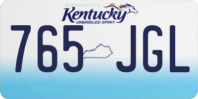 KY license plate 765JGL