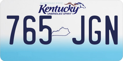 KY license plate 765JGN