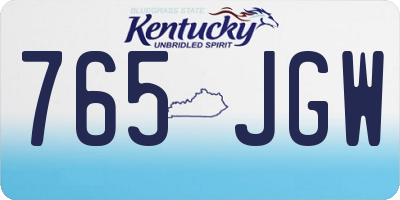 KY license plate 765JGW