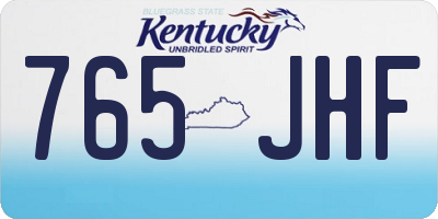 KY license plate 765JHF