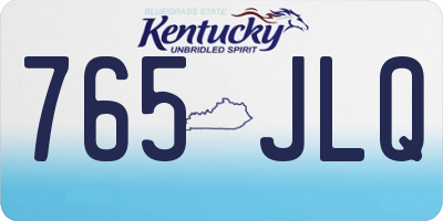 KY license plate 765JLQ