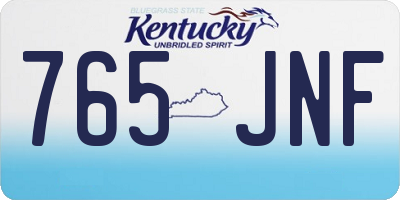 KY license plate 765JNF
