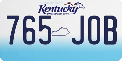 KY license plate 765JOB