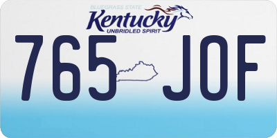 KY license plate 765JOF