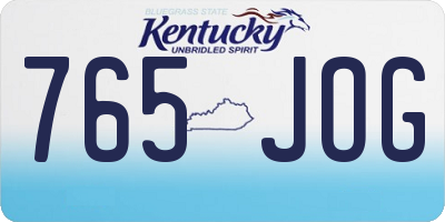 KY license plate 765JOG