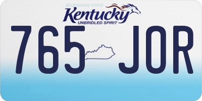 KY license plate 765JOR