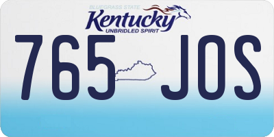 KY license plate 765JOS