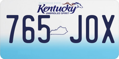 KY license plate 765JOX