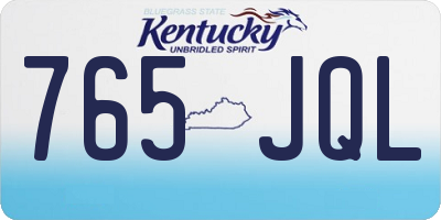 KY license plate 765JQL