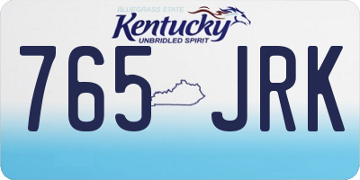 KY license plate 765JRK