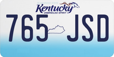 KY license plate 765JSD
