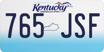KY license plate 765JSF