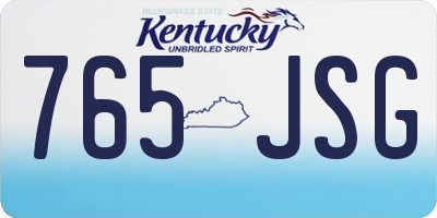 KY license plate 765JSG