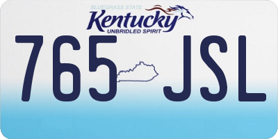 KY license plate 765JSL