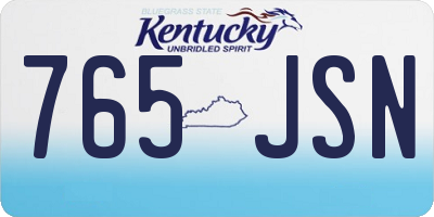 KY license plate 765JSN