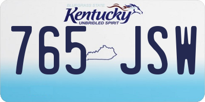 KY license plate 765JSW