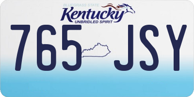 KY license plate 765JSY