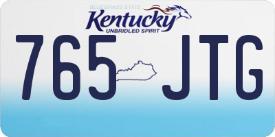 KY license plate 765JTG