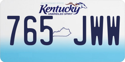 KY license plate 765JWW
