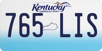 KY license plate 765LIS