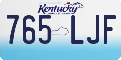 KY license plate 765LJF