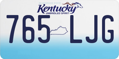 KY license plate 765LJG