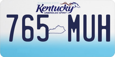 KY license plate 765MUH