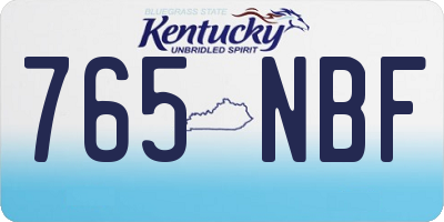 KY license plate 765NBF