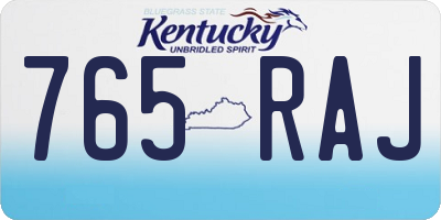 KY license plate 765RAJ