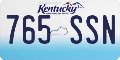 KY license plate 765SSN