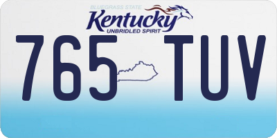 KY license plate 765TUV
