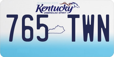 KY license plate 765TWN