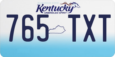 KY license plate 765TXT