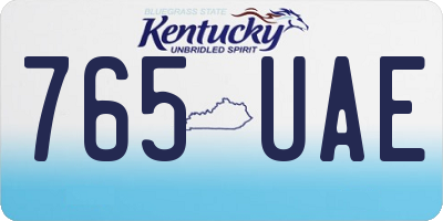 KY license plate 765UAE