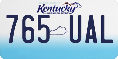 KY license plate 765UAL